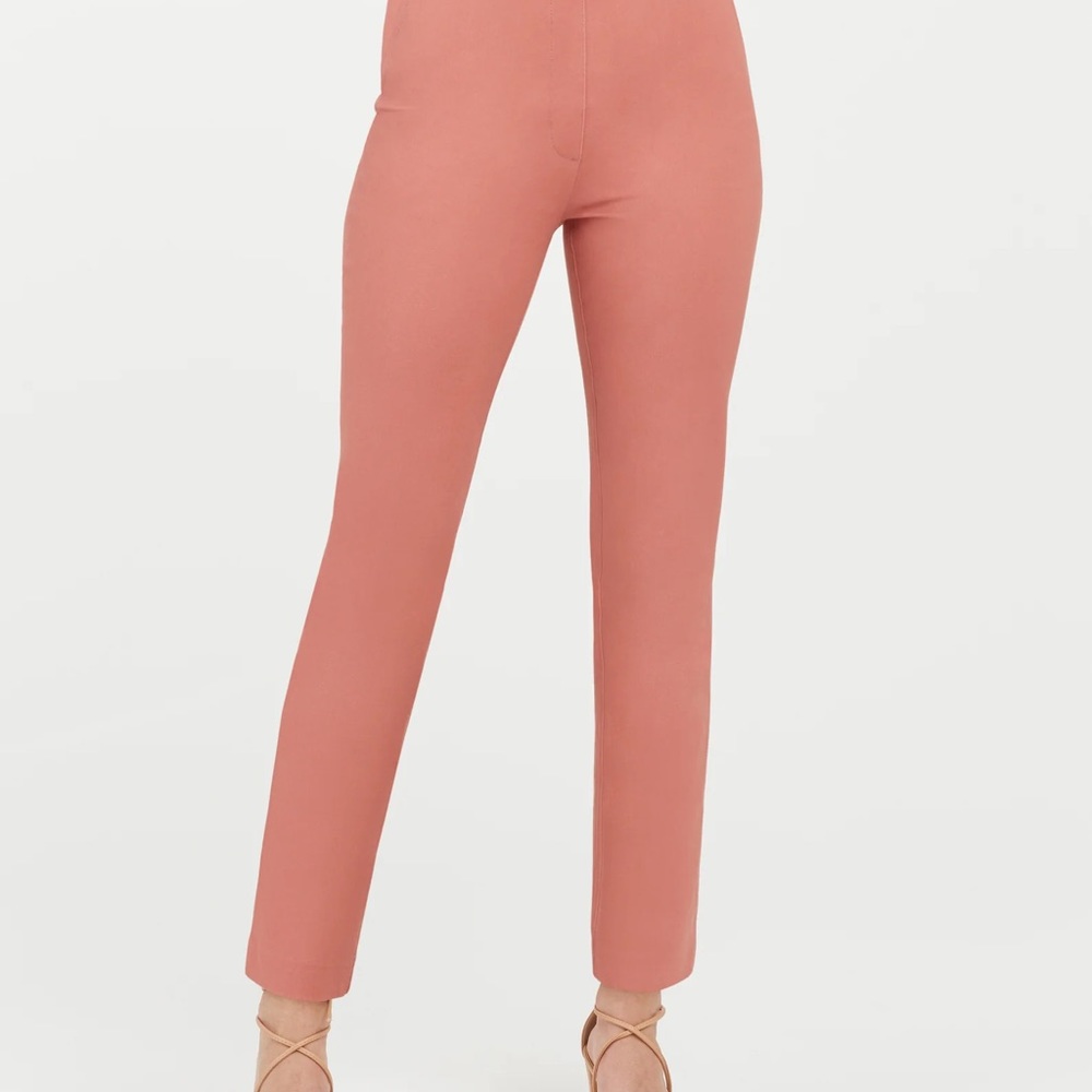 SPANX On-The-Go Ankle Slim Straight Pant (Medium/ Petite) Terracotta/ 24” inseam